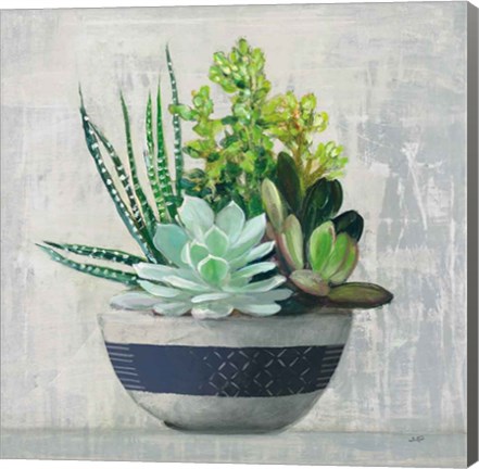 Framed Succulent Still Life II Navy Print