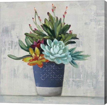 Framed Succulent Still Life I Navy Print