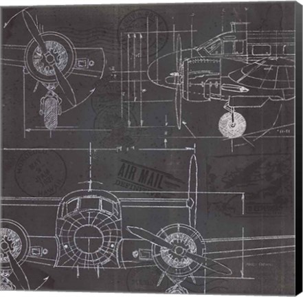 Framed Plane Blueprint III Print