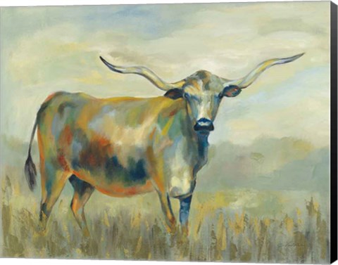 Framed Colorful Longhorn Cow Print