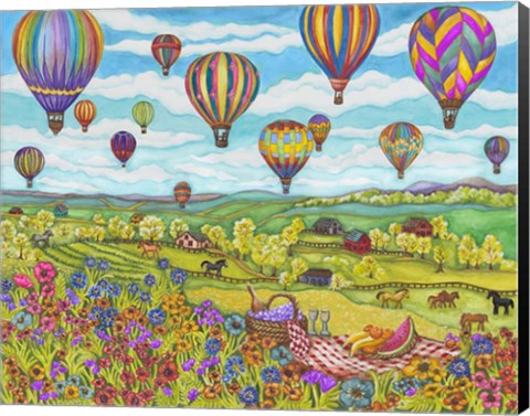 Framed Balloons Over Farmland Print
