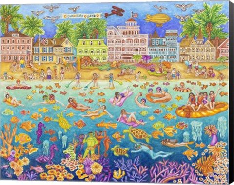 Framed Tropical Swim Party Print