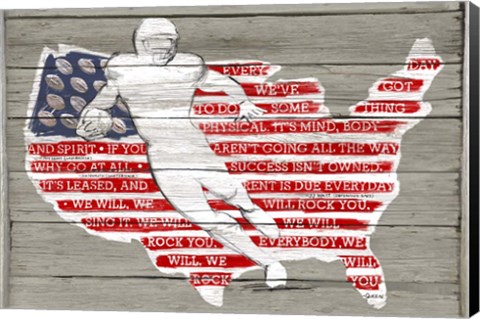 Framed USA Flag and Runningback Print