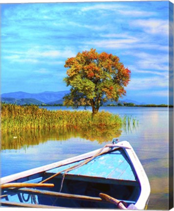 Framed Blue Boat Print