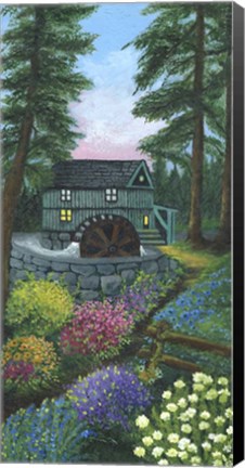 Framed Water Wheel and Mill Print
