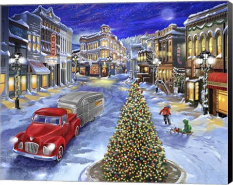 Framed Main Street Christmas Print