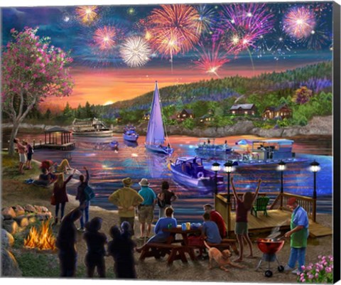 Framed Summer Fireworks 2 Print