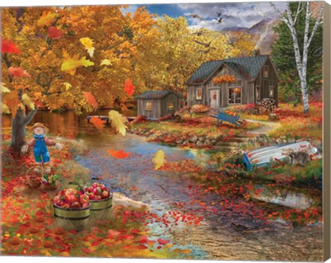 Framed Autumn Cabin Print