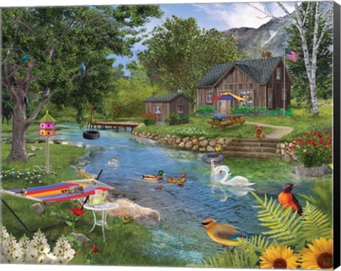 Framed Summer Cabin Print