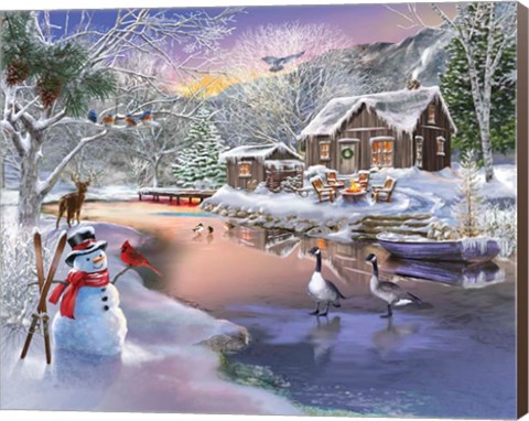 Framed Winter Cabin 2 Print