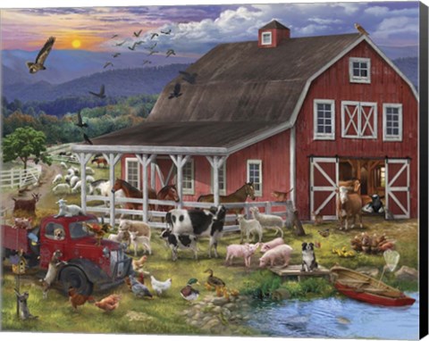 Framed Barnyard Crowd Print