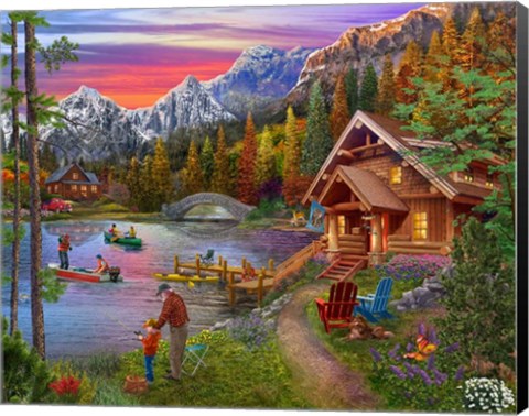 Framed Stone Bridge Lake Print