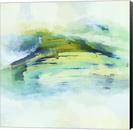 Framed Abstracted Landscape in Greens Print