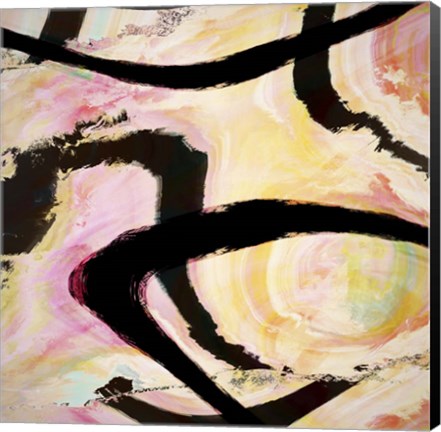 Framed Colorful Abstract with Black Ink I Print