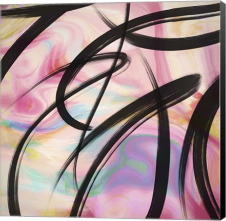 Framed Colorful Abstract with Black Ink II Print