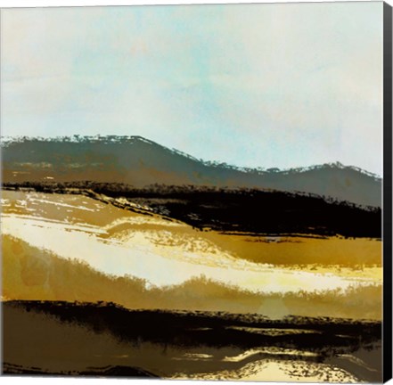 Framed Landscape in Ocher and Black I Print