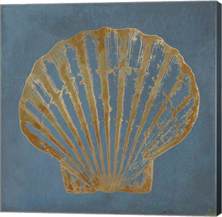 Framed Great Scallop Gold on Blue Print