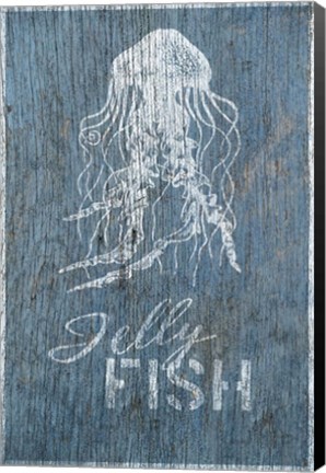 Framed Jellyfish on Blue Print