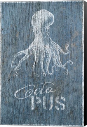 Framed Octopus on Blue Print