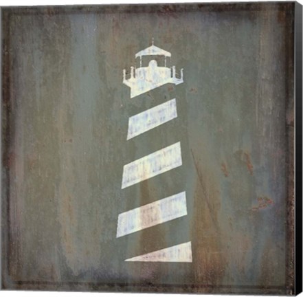 Framed Rusty Sign Lighthouse Print