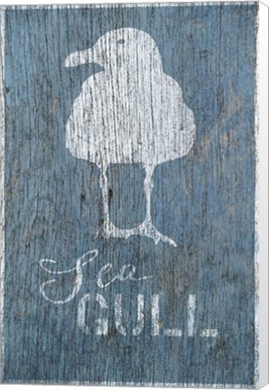 Framed Seagull on Blue Print