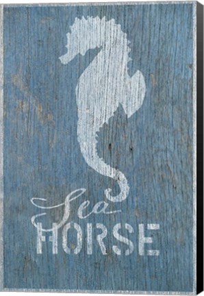 Framed Seahorse on Blue Print