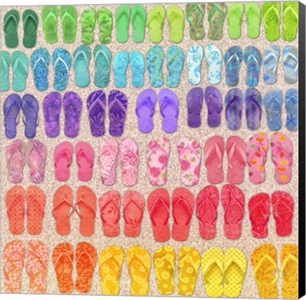 Framed Rainbow Flipflops Print