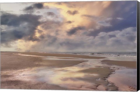 Framed Beach with Cloudy Sky Print