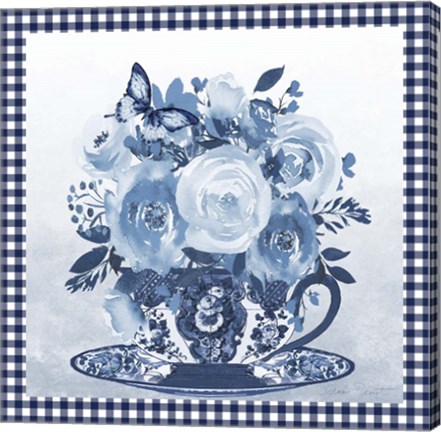 Framed Blue Teacup Bouquet C Print