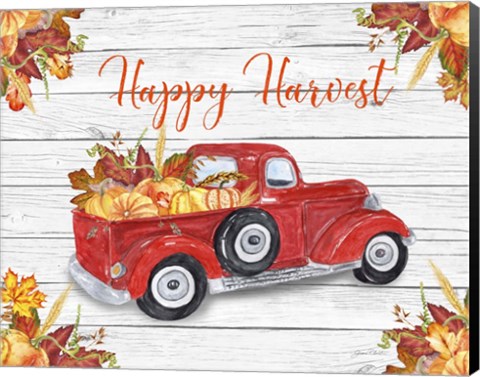 Framed Vintage Red Truck Fall-Harvest Print