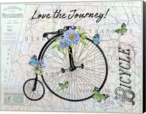 Framed Vintage Bicycle with Map C Print