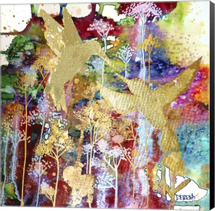 Framed Nos Coeurs Remplis D&#39;or Print