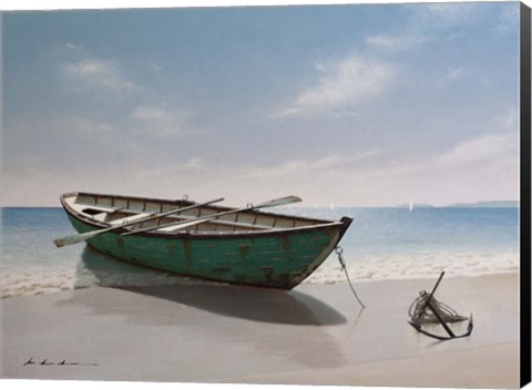 Framed Green Boat Print