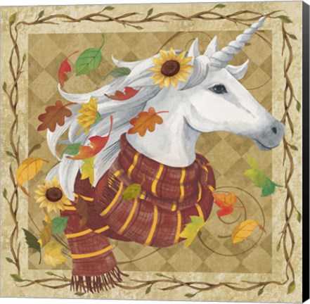 Framed Fall Unicorn Print
