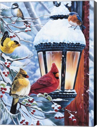 Framed Taking the Chill off the Feathers Print