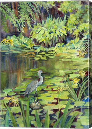Framed Heron on a Pond Print
