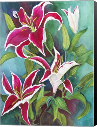 Framed Red and White Lilies Print