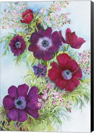 Framed Anemonies and Waxflower Print