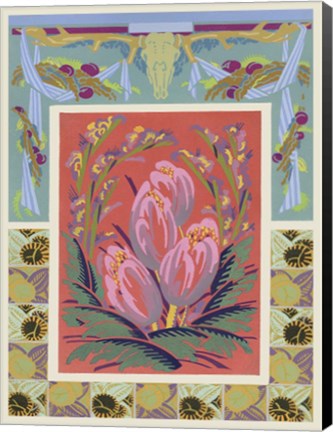 Framed Art Deco Florals VIII Print