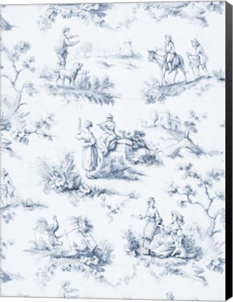 Framed Toile Design in Blue Print