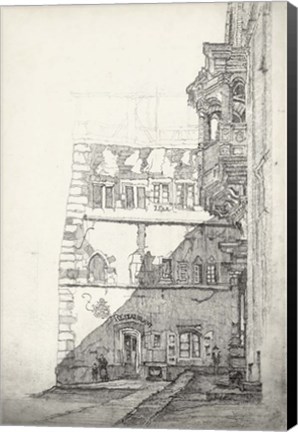 Framed European Building Sketch I Print