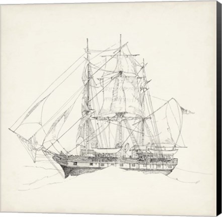 Framed Antique Ship Sketch II Print