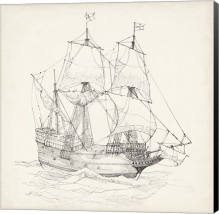 Framed Antique Ship Sketch IV Print