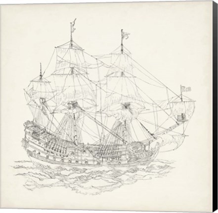 Framed Antique Ship Sketch IX Print