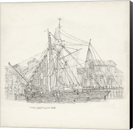 Framed Antique Ship Sketch X Print