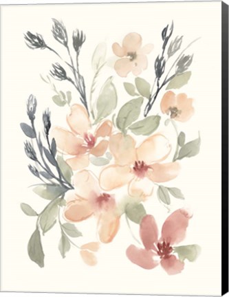 Framed Peachy Pink Blooms I Print