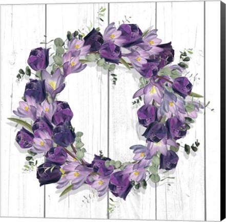 Framed Purple Tulip Wreath I Print