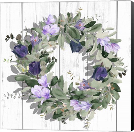 Framed Purple Tulip Wreath II Print