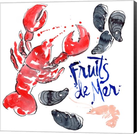 Framed Fruits De Mer I Print