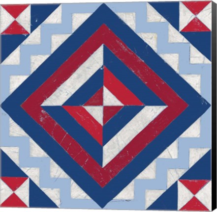 Framed Americana Quilt Motif I Print